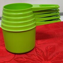 Vintage 70s Tupperware Apple Avocado Green Nesting Measuring Cup Set - $14.98