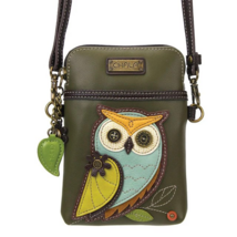 OWL BIRD CELLPHONE CROSSBODY PURSE CHALA OLIVE - $39.11