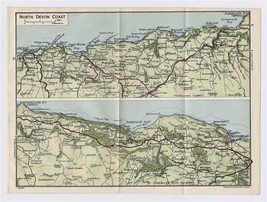 1924 Original Vintage Map Of North Coast Of Devon / England - £15.05 GBP