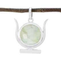 Prehnite Jewelry Independence Day Jewelry 925 Sterling Silver Pendant Round US - £21.12 GBP
