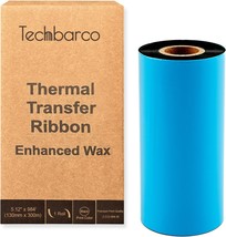5.12&quot; x 984&#39; 130mmx300m Enhanced Wax Thermal Transfer Ribbon Core 1&quot; Bla... - £29.75 GBP