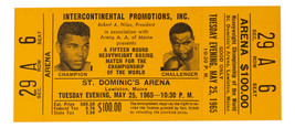 1965 Muhammad Ali Vs Sonny Liston Phantom Punch Boxing Match Orange Full Ticket - £384.75 GBP