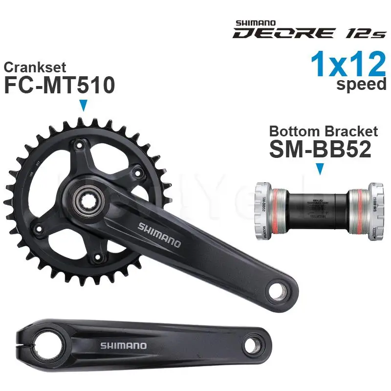 Shimano DEORE M6100 12speed Groupset with MT510 CRANKSET 177 mm Q-factor and Bot - $181.36