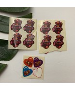Vintage Lisa Frank Teddy Bear Stickers 80s Pink Purple Rainbow Hearts Mini - $357.32 MXN