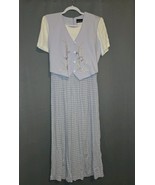 Citi Dress Plaid Maxi Dress Vest Overlay Floral Accents Vintage Size M - $1,504.63 MXN