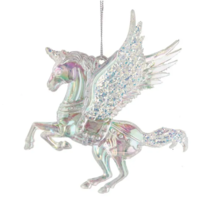 Kurt Adler Iridescent Acrylic Unicorn w/WINGS Pegasus Unicorn Christmas Ornament - £7.88 GBP