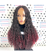 Long Braids Wavy Curls Box Braid Curly Braided Lace Closure Wig Goddess ... - £140.35 GBP