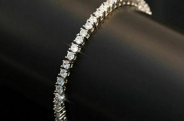 5Ct Round Cut CZ Lovely Tennis 7&quot; Bracelet Or Blanc 14K Plaqué sur Argent 925 - £415.33 GBP