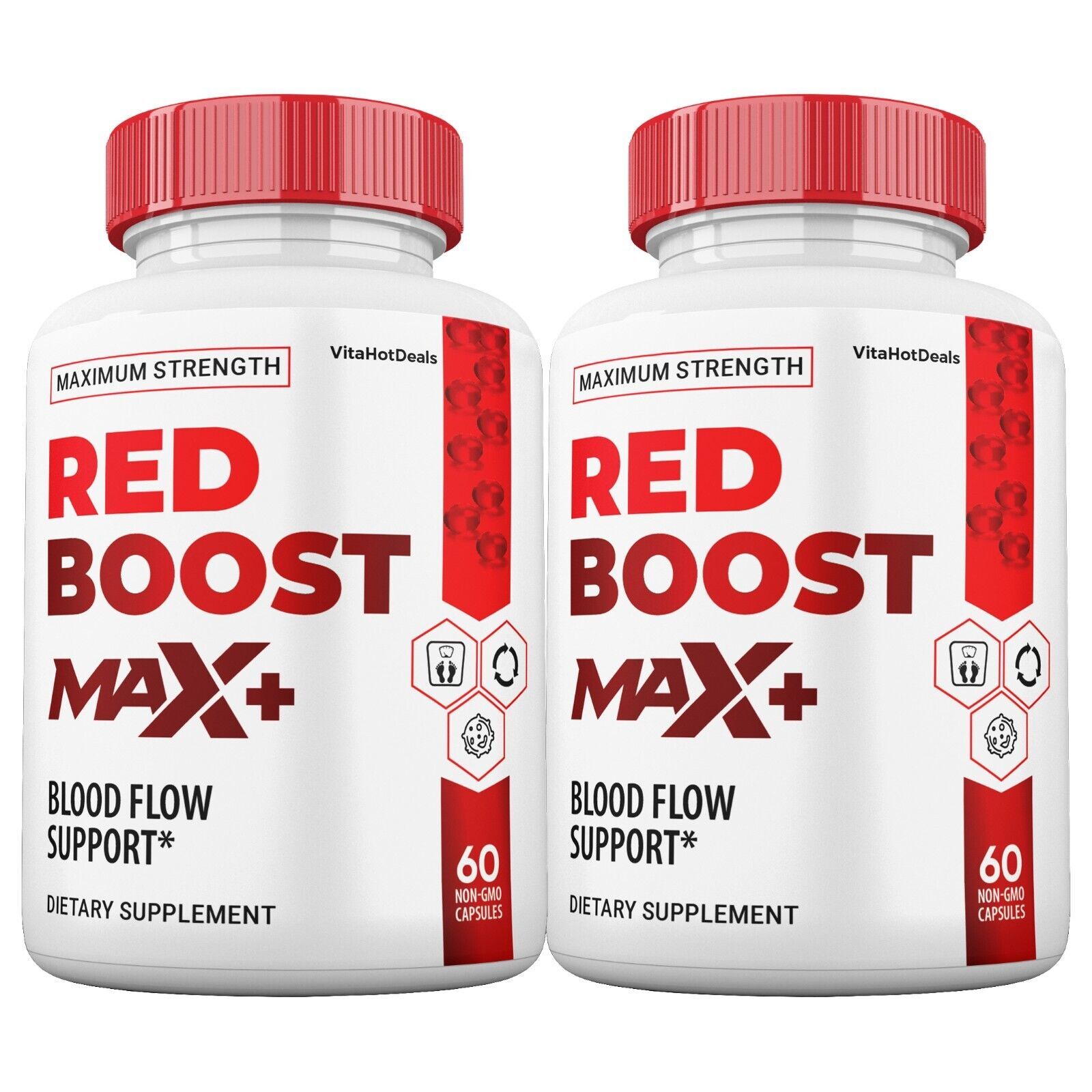 2 Pack Red Boost Max + Blood Flow Support 2x Stronger Pills for Men and Women