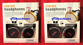 Set Of 2 Lightweight Adjustable Stereo Headphones Tablet Phone MP3 Audio Black - £17.63 GBP