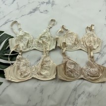 Wacoal Vintage Tapestry Lace Bra Lot of 4 Size 34 D Ivory White Beige Underwire - £45.09 GBP