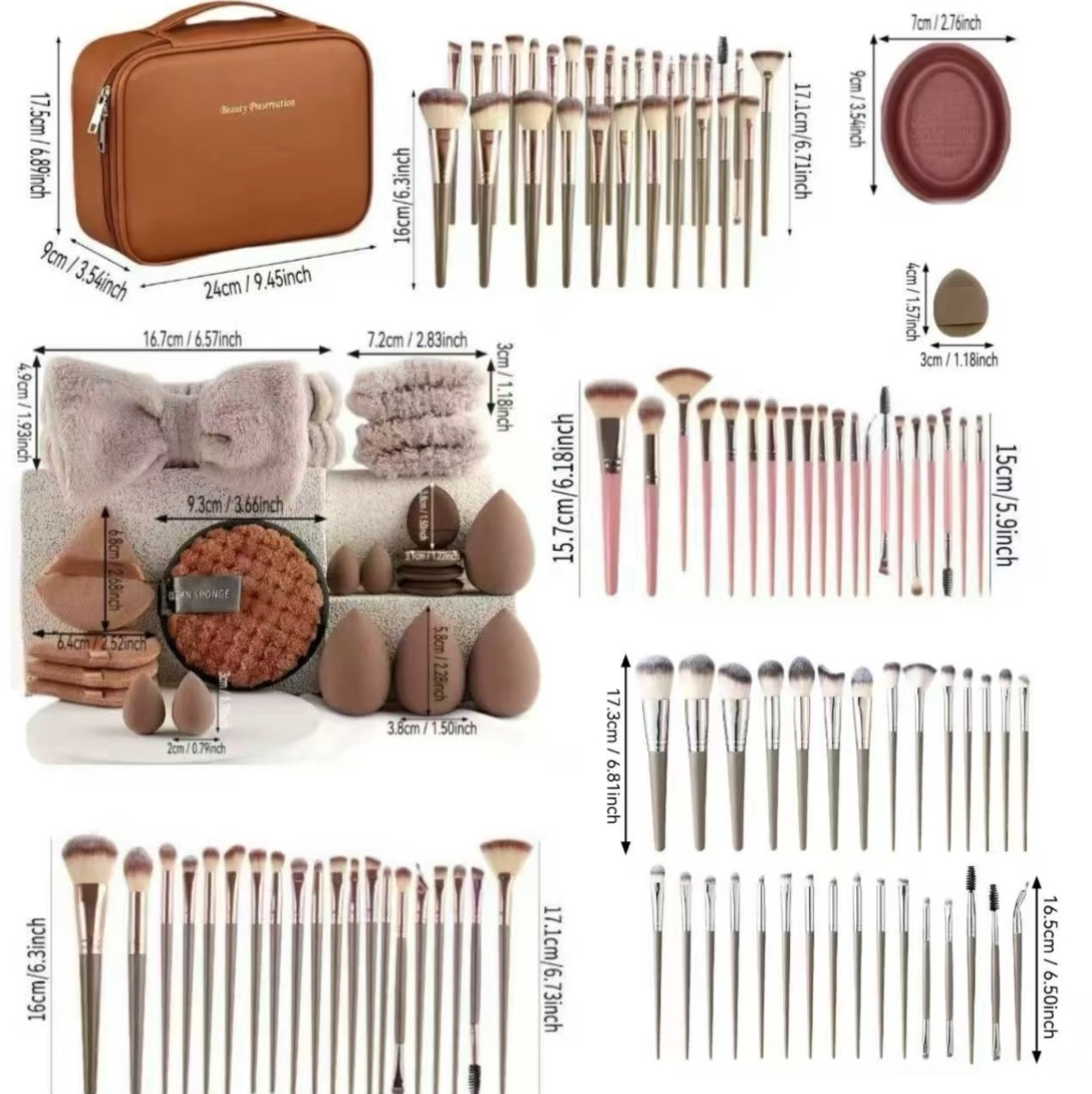 Makeup Brush set 67 Pcs premium synthetic tools set with Travel bag Brown Item image 4