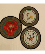 Antique Asian Embroidered Silk &amp; Cotton Chinese Art textile Vtg Floral F... - €42,97 EUR