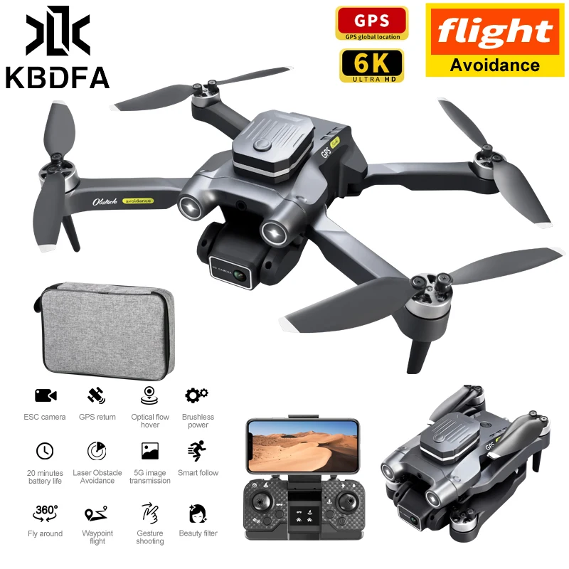 KBDFA New H23 Drone 4K HD Dual Camera GPS Brushless Motor RC Helicopter Obstac - £129.72 GBP+