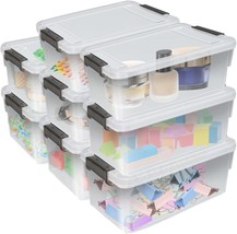 8Pcs Small Clear Storage Bin With Lid, Flmoutn Stackable Small Storage Bins With - £33.72 GBP
