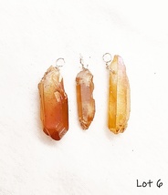 Orange Wire Wrapped Quartz Gemstone Points - 3 Pcs Jewelry making Supply - $4.20