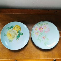 Vintage Lot of 2 Bavaria Marked Blue w Yellow Rose Porcelain &amp; Englantia K&amp;G Pin - £9.02 GBP