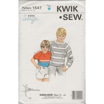 Kwik Sew 1547 Boys Raglan Sleeve T Shirt Pattern for Striped Knits 8-14 Uncut - £8.62 GBP