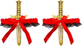 2 Pcs Bow Garter with Pirate Dagger Lace Bow Leg Ring Sword Leg Holster for Hall - £28.22 GBP