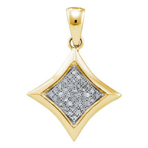 10k Yellow Gold Womens Round Diamond Square Pendant 1/8 Cttw - £159.07 GBP