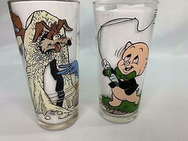 Pair of Vintage Looney Tunes Pepsi Glasses 1976 Taz/Porky and Road Runner - £15.69 GBP