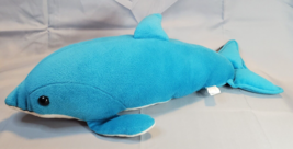 Six Flags Dolphin Plush 21 &quot; Deep Sky Blue  Stuffed Animal Fleece Toy Th... - $12.82