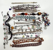 19 Bracelets Vintage to Modern Charms Beads Chain Stone Flags Butterflies - $25.66 CAD