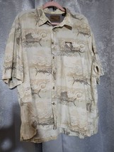 Magellan Button Down Outdoor Fishing Shirt Size 2XL Tan Short Sleeve Vented - $10.91