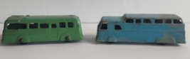 MIDGETOY VINTAGE PAIR OF METAL TOY BUS ORIGINAL USA MADE BLUE GREEN 3 1/2&quot; - $8.80