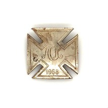 Antique Signed Sterling Carved Monogram ACH 1933 1958 Maltese Cross Brooch Pin - £33.23 GBP