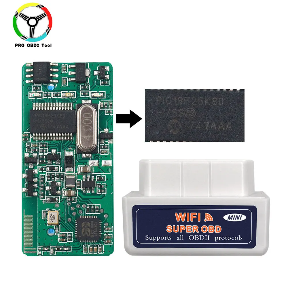 Super Mini ELM327 V1.5 Wi Fi OBD2 ELM327 PIC18F25K80 Chip Elm 327 V 1 5 WI-FI Obd - £55.23 GBP