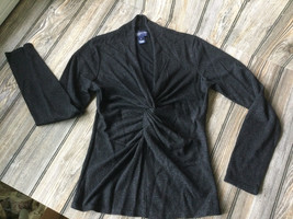 Jones New York Signature Black Knit w/Sparkles Shirt Top Size S Stretchy - £9.66 GBP