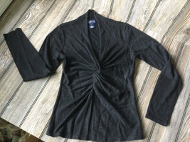 Jones New York Signature Black Knit w/Sparkles Shirt Top Size S Stretchy - $12.09
