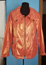 Tribal Brand Shiny Orange Size 12 Cinch Collar Womens Zip Up Jacket Pockets - $22.95