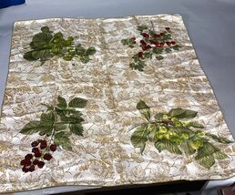 100% Silk Scarf W/ Leaves And Berries - 30x30” - $14.85