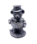 Fort USA Pewter Caroler Bear Man Male Joy Cap Art Figurine #2 2 2&quot; Figure - £29.51 GBP