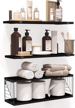 Fixwal 3+1 Tier Bathroom Floating Shelves Over Toilet, 15.8In Farmhouse, Black - £30.57 GBP