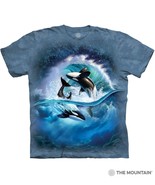 Orca Wave Killer Whale Unisex Adult T-Shirt Blue by The Mountain 100% Co... - $491.04 MXN+