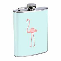 Flamingo Hip Flask Stainless Steel 8 Oz Silver Drinking Whiskey Spirits Em2 - £7.89 GBP