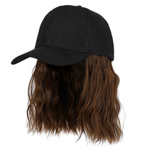 Women Baseball Cap Water Wave Short BOB Wig Light Brown Synthetic Hair 10 Inches - £17.34 GBP