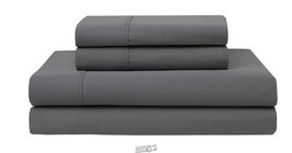 420-Thread Count Wrinkle-Free Sheet Set Grey Gray 100% Cotton - £60.52 GBP