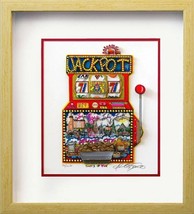 Charles Fazzino &quot;Slots Of Fun&quot; 3D Construction Serigraph On Paper H/S Framed Coa - £565.92 GBP