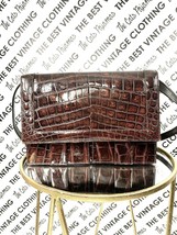 Sondra Roberts Brown Crocodile Bag Purse Large Shoulder Bag Vintage  - $2,968.40 MXN