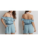 American Eagle Outfitters AEO Women&#39;s Ruffled Off The Shoulder Romper Sh... - £15.67 GBP