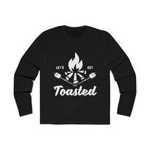 Men&#39;s Slim Fit Black Let&#39;s Get Toasted Campfire Graphic Long Sleeve Crew... - £29.54 GBP+