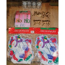 Christmas Décor Lot Snowman Cutouts Dangling Ho-Ho-Ho NOEL Votive Candle Holders - £10.80 GBP