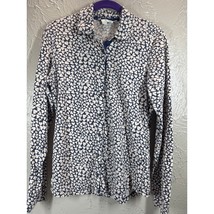 Boden Button Up Stretch Collared Pebble Heart Shirt Blue White Womens Si... - $19.95