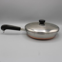Revere Ware 1801 9-Inch Frying Pan Skillet Copper Bottom Clinton Ill USA &amp; Lid - £18.17 GBP