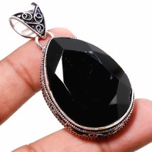 Black Spinel Vintage Style Handmade Fashion Ethnic Pendant Jewelry 2.30" SA 2277 - £6.21 GBP