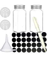 2-Pack Glass Spice Jars Set, with Spice Labels, Chalk Marker, Funnel, Sh... - £10.08 GBP